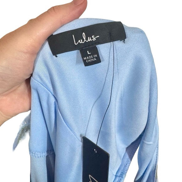 NEW NWT Lulu’s Perfectly Divine Blue Floral Tulle Tiered Ruffled Midi Dress - Picture 8 of 11